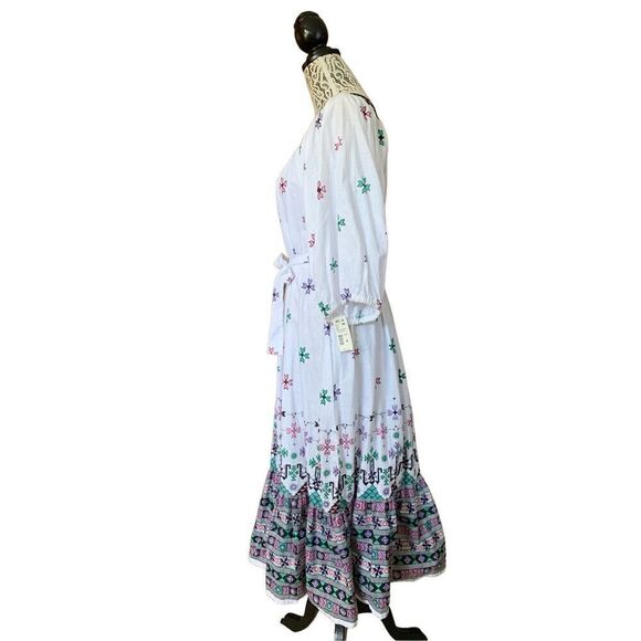 Ramona Rull Vintage Indian Print Caftan Tent Dress White Size M - Picture 10 of 12